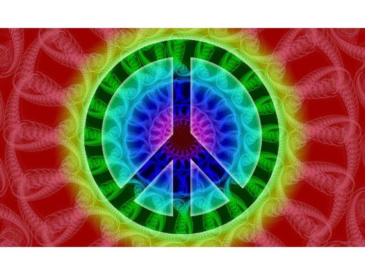 Fototapete PAPERMOON Psychedelisches Friedenszeichen , bunt, B:2m L:1,5m, Vlies, Tapeten, Fototapete