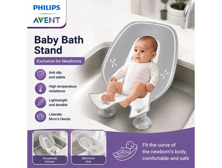 AVENT Tapis antidérapant pour bébé, support de nettoyage des hanches, table à langer pour nouveau-né, adapté à divers lavabos et éviers