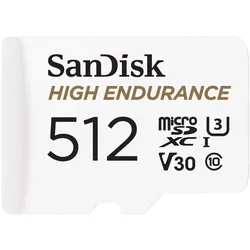 Sandisk High Endurance (512 GB, microSDXC, U3, UHS-I), Speicherkarte, Weiss