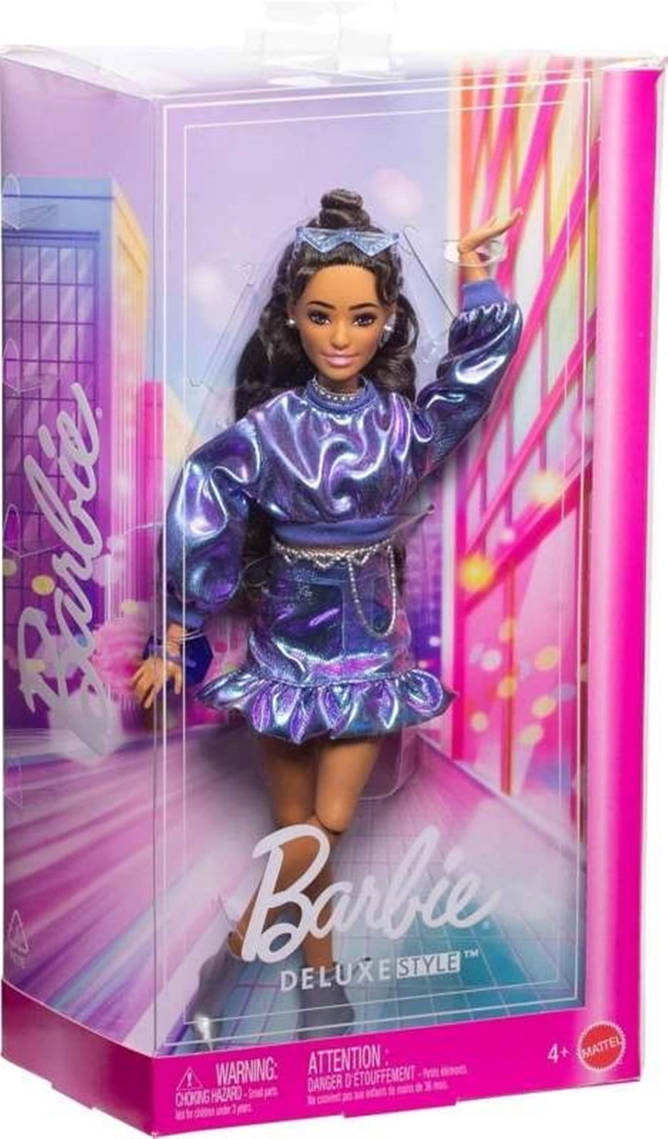 Mattel Barbie Deluxe Style Pop met Metallic Blauwe Jurk en Accessoires