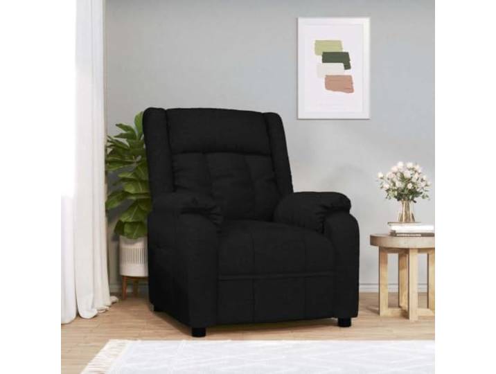 WHOPBXGAD Stoff Verstellbar Relaxsessel Schwarz Relaxsessel Schwarz Stoff manuell verstellbar 3 Positionen TV-Sessel mit gepolsterter Sitzfläche und Armlehnen für Wohnzimmer