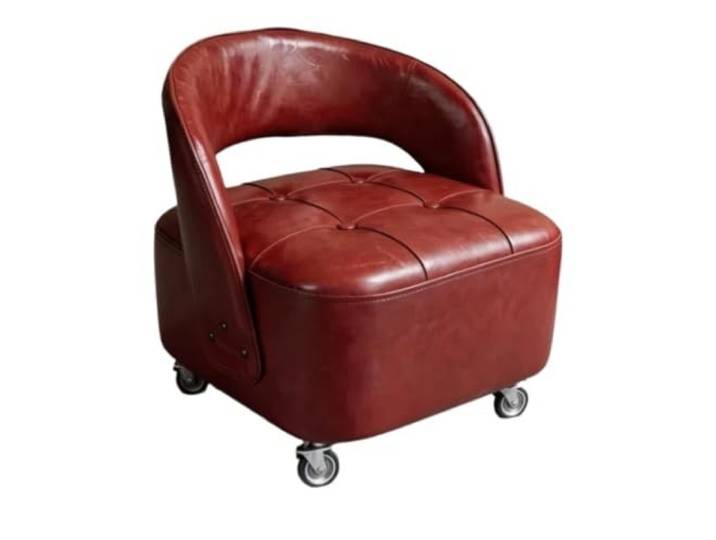 YANG11FAN Vielseitig Lederhocker mit quadratischer Rückenlehne, geeignet for das Wohnzimmer(Red)