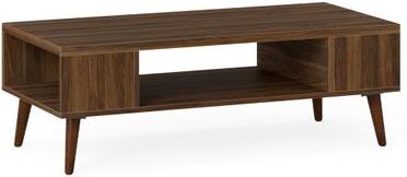 Costway 42 Inch Mid Century Modern Coffee Table Rectangular with Open Compartment-Walnut