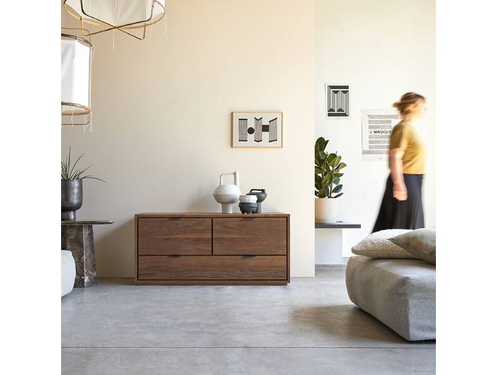 TV-Schrank aus massivem Nussbaum 120 cm Senson - Dunkelbraun - Walnut