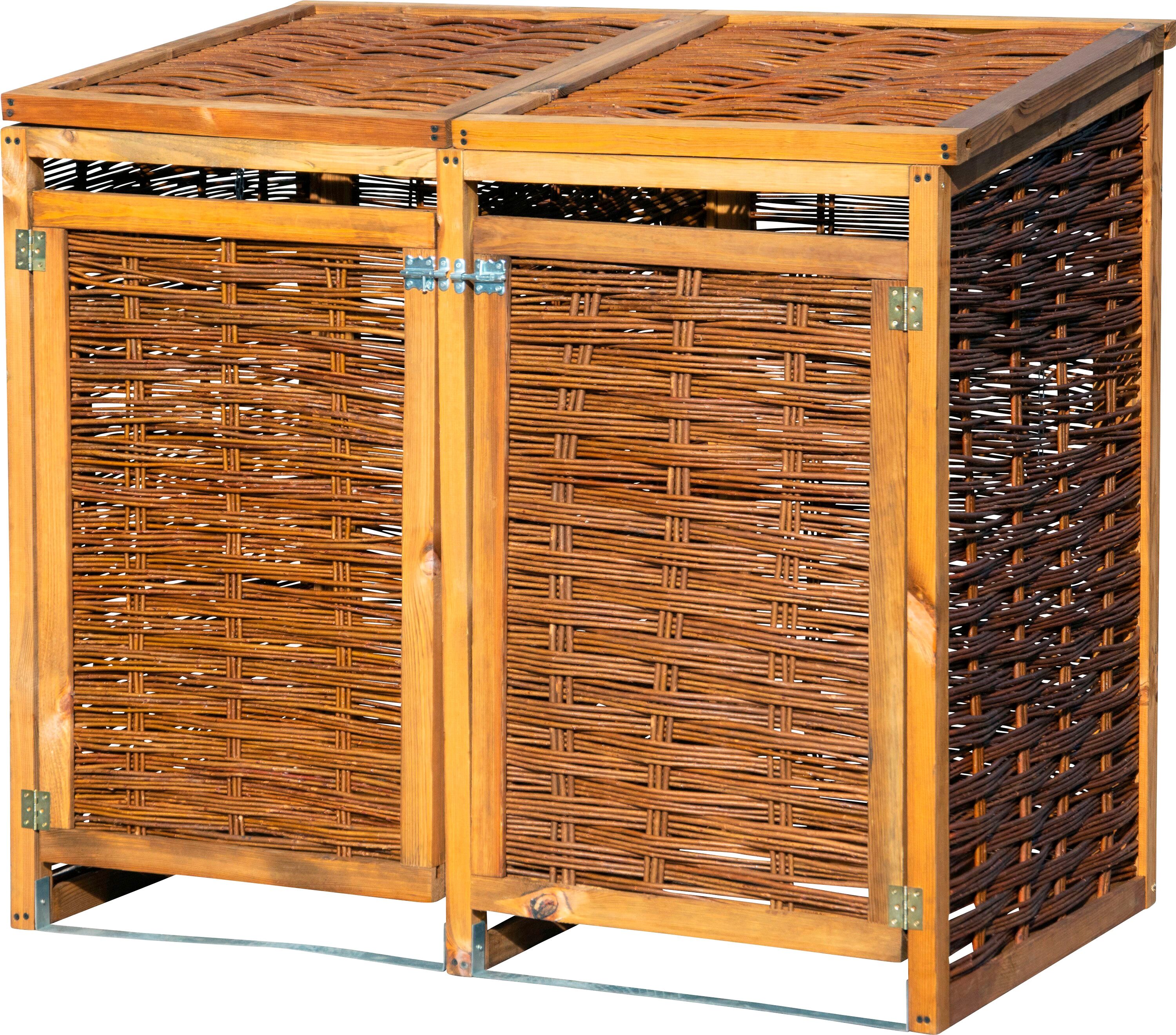 Mülltonnenbox DOBAR, braun (braun, dunkelbraun), B:125cm H:115cm T:80cm, Holzwerkstoff, Aufbewahrungsboxen, Mülltonnenbox, 2x120l, BxTxH: 125x80x115 cm braun, dunkelbraun Einheitsgröße