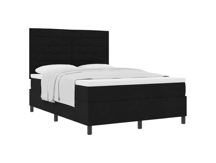 KKgypkn Boxspringbett mit mittelfester Matratze 140x200 cm, schwarz Stoff – stabiles Boxspringbett mit Lattenrahmen und verstellbarem Kopfteil