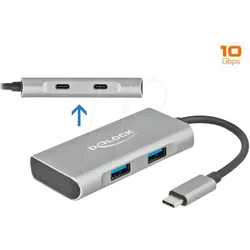 DELOCK 63260 - USB 3.1 Hub, 4 Port, USB-C zu 2x USB-A, 2x USB-C