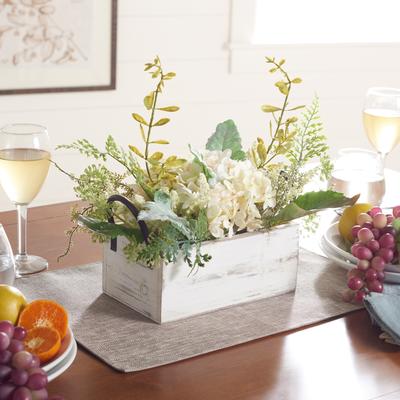 "SAFAVIEH Hydrangea 13-Inch Faux Plant, Green and White - 20"" W x 11"" D x 13"" H"