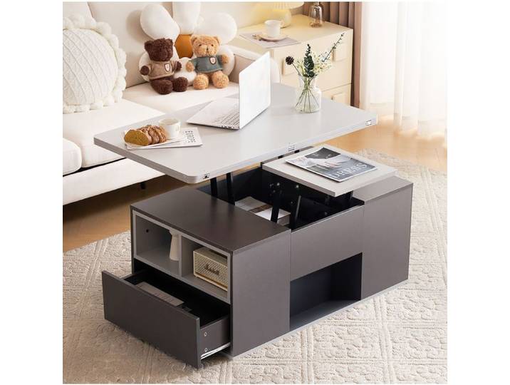 Table basse relevable SENVIRO modulable 100x51x47 cm Gris