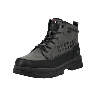 Schnürstiefelette MUSTANG SHOES "Mustang Shoes Stiefelette Lederimitat", Damen, Gr. 43, grau, Lederimitat, Schuhe Schnürstiefelette