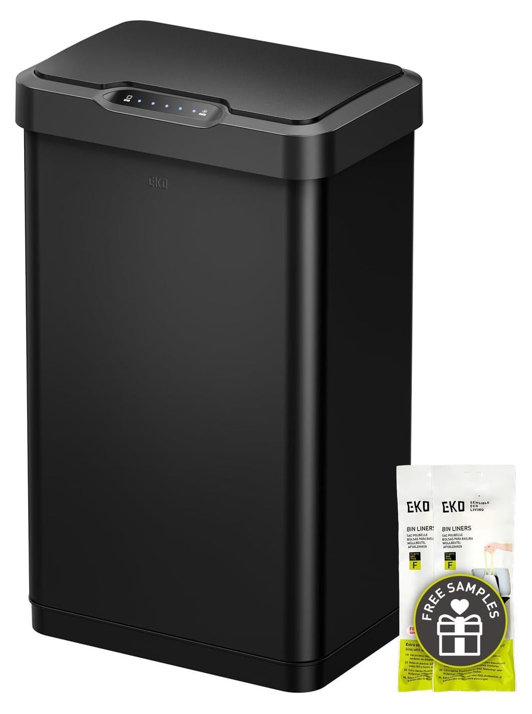 Merkloze Prullenbak met Sensor, 50 liter, RVS, Mat zwart