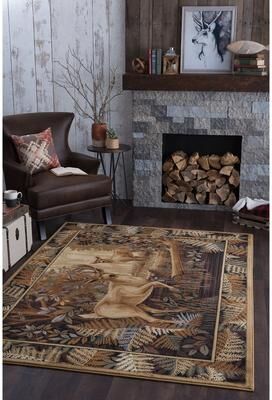 Natural Lodge Novelty Graphic Indoor Area Rug