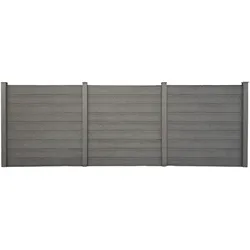 Prestige Home Living Outdoor WPC-Sichtschutzzaun CARACAS - 5x Element + 6x Pfosten - Grau