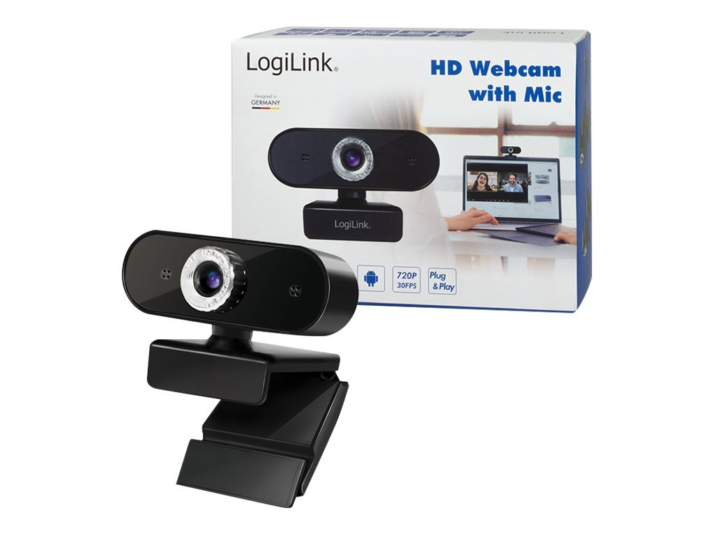 LogiLink UA0368 HD USB-webcam met microfoon, zwart