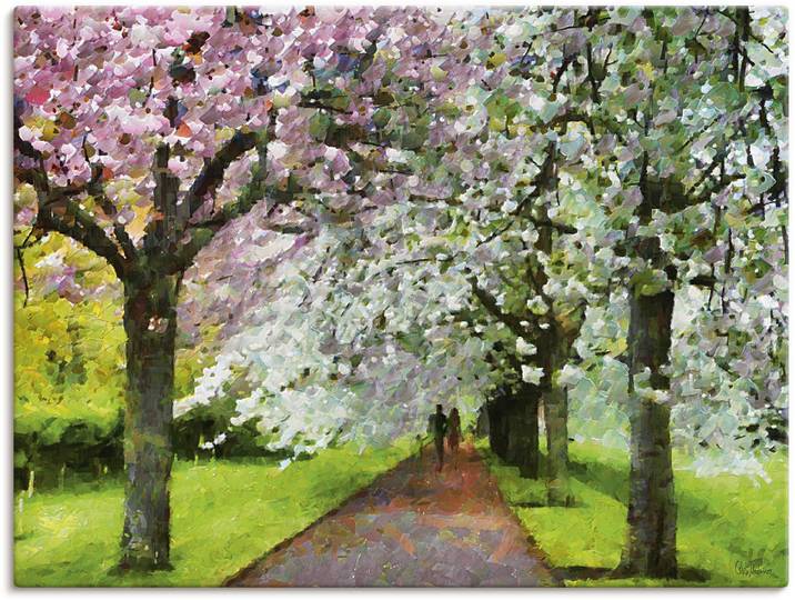 Leinwandbild ARTLAND Blühende Kirschen , beige (farbe bild(er): naturfarben), B:80cm H:60cm, Bilder, Leinwandbild, auf Holzrahmen gespannt