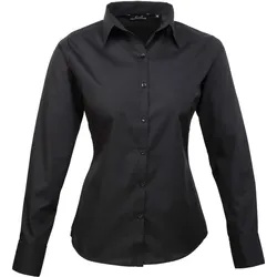Premier Workwear Damen Popeline Bluse langarm PR300 black 52 (5XL/24)