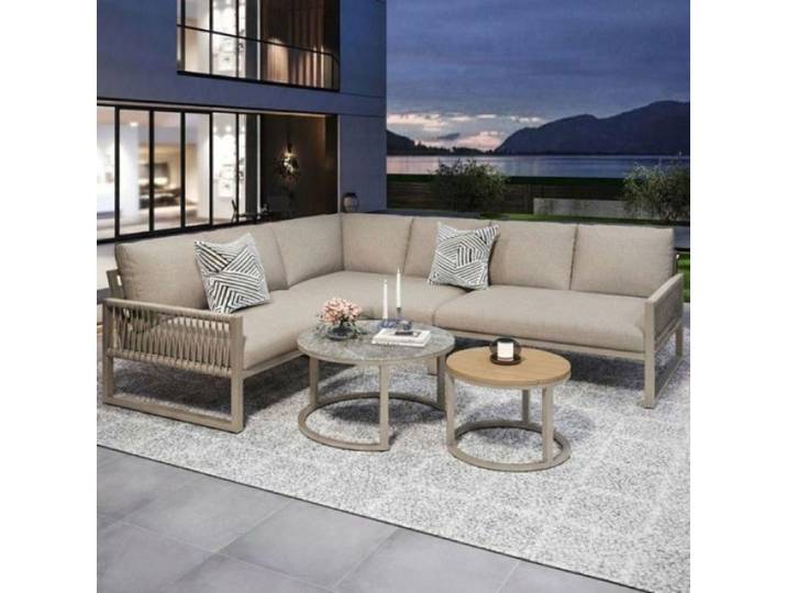Mobilier Jardin Modulable Forme L ou U Canapé Fauteuil Angle Tables Coussins Déperlants Durable Extérieur SALON BAS DE JARDIN