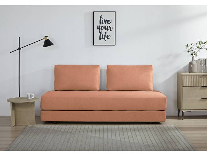 Schlafsofa Pink Strukturstoff Macy 200 x 65 x 80cm mit Schlaffunktion Modern