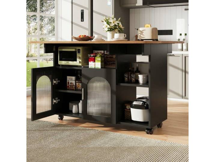 Îlot de cuisine îlot de cuisine moderne meuble de cuisine desserte amovible buffet noir