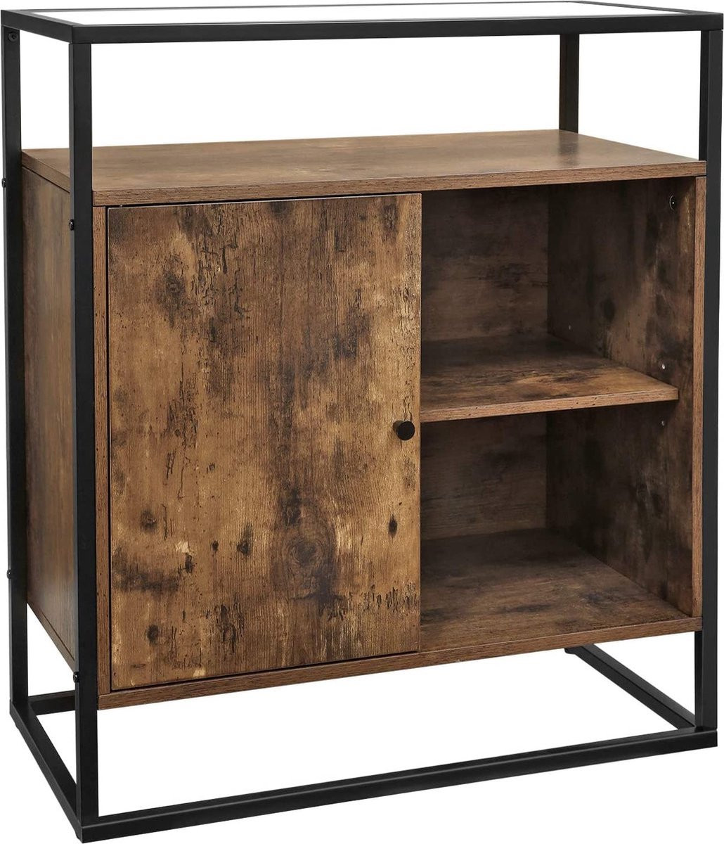 MAZAZU Industrieel Dressoir - Bruin en Zwart - B: 70 cm, D: 35 cm, H: 80 cm