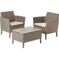 Keter Balkonmöbel-Set Balkonset Sitzgarnitur Set Salemo 3-teilig braun beige