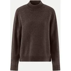 Wollpullover mit Stehkragen und Knopfdetails am Ärmel Braun M