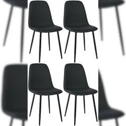 Décoshop26 - Set mit 4 schlichten Esszimmerstühlen mit schwarzen Metallbeinen und schwarzen Stoffsitzen 10_0001837