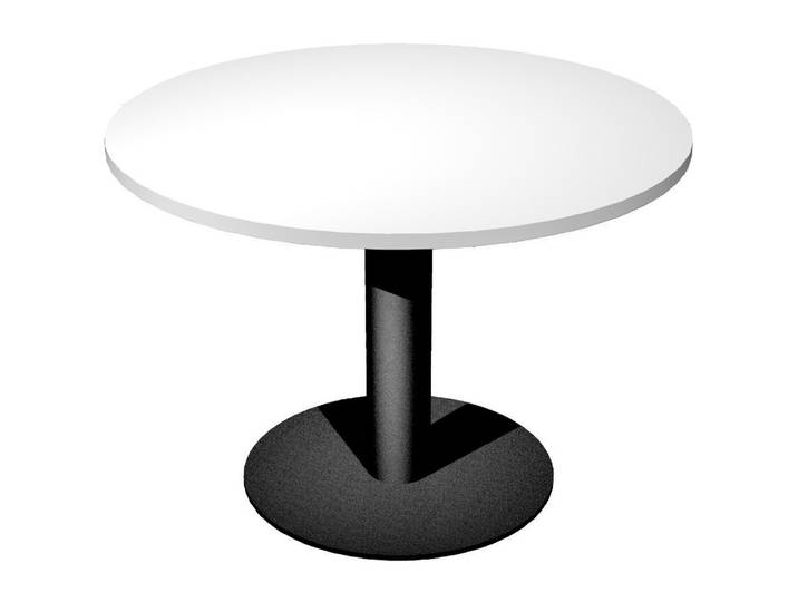 Table ronde de réunion Eminence - Ø 100 cm - Plateau Blanc - Pied Noir