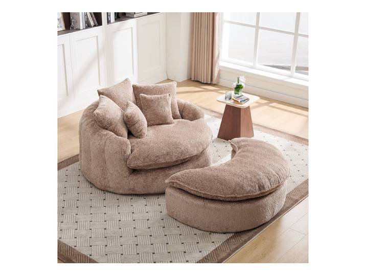 i@home Sitzsack 55Zoll Oversized Sessel,flauschiger runder,moderner Bodensofa,Sitzsack (2 St), verstellbarer breiter Sessel mit Kissen, für Wohnzimmer, Kaffeebraun