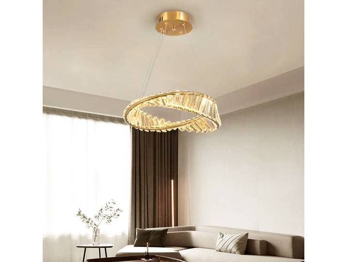 Lustre de plafond en cristal doré, décoration de maison, lustre suspendu, salon, lampes de plafond Led, pendentifs d'éclairage modernes