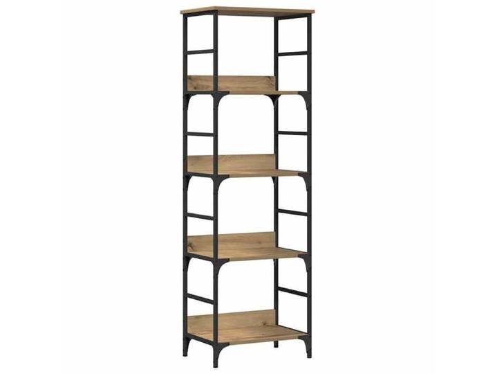 Bibliothèque - - bibliothèque ouverte - bois d'ingénierie - chêne artisanal - 50 x 33 x 153 cm - 4 étagères - avec porte{rlr3