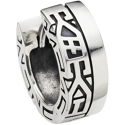 Single-Creole BRUNO BANANI "Schmuck Geschenk Single Creole 925 Silber strukturiert geschwärzt", silber (silberfarben), Ohrringe, Herren, 13,5mm, Silber 925 (Sterlingsilber)
