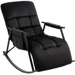 DELUKE Schaukelstuhl MIKA Indoor 61x100x66cm, Samt, Schwarz Liegestuhl Relaxstuhl Sofastuhl