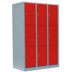 Lüllmann Schließfachschrank - 3 Abteile - 9 Fächer grau