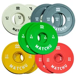 Matchu Sports Fractional plates set - 2x jedes Gewicht - Grau, beige, grün, gelb, rot