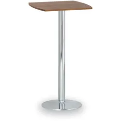 Cocktailtisch, Partytisch OLYMPO II, 66x66 cm, verchromtes Fußgestell, Platte Nussbaum