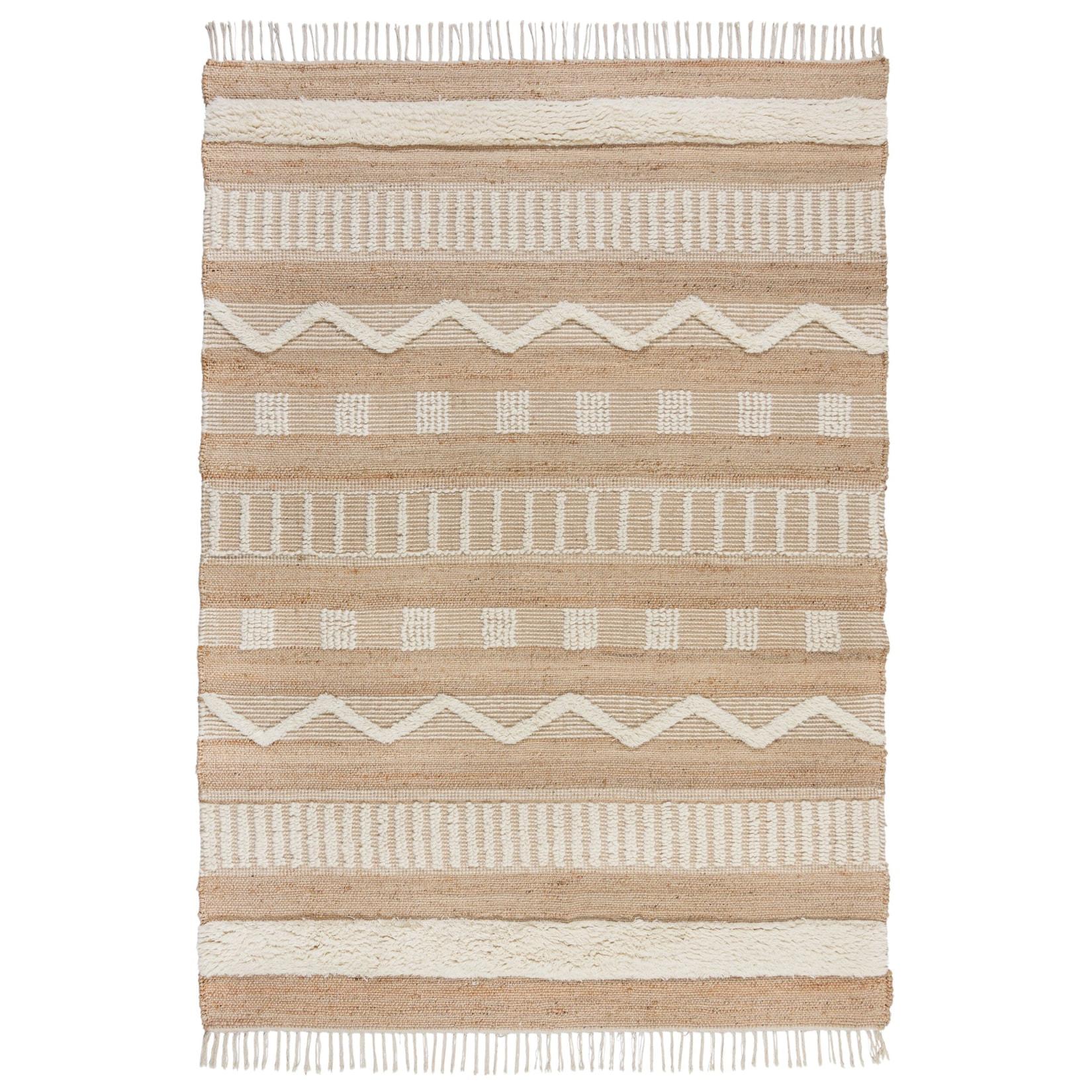 Jute-Teppich Wollmischung Braun-Beige 120 x 170 cm - WHARFE Kadima
