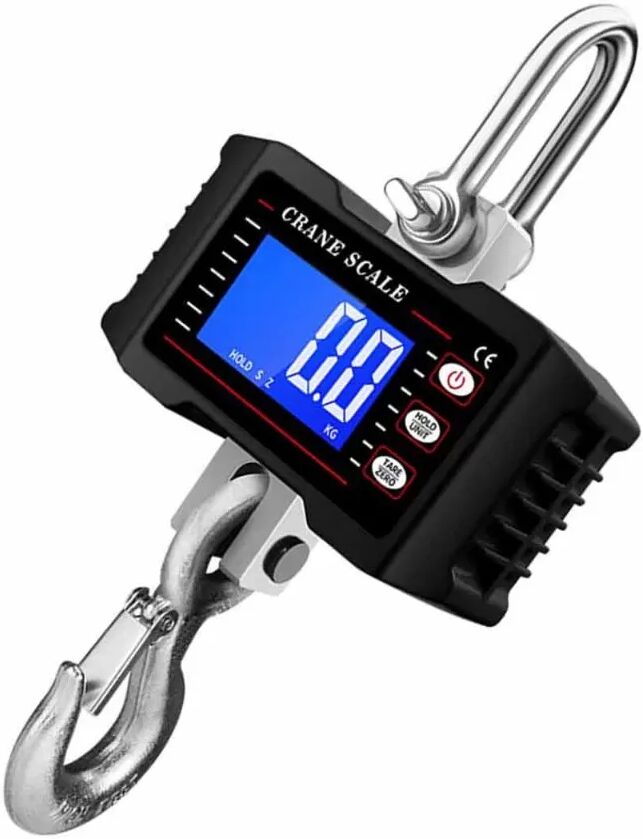INF Balance de Grue Numérique 2000kg - Balance Suspendue Robuste avec Écran LCD, Alimentée par Batterie Le noir