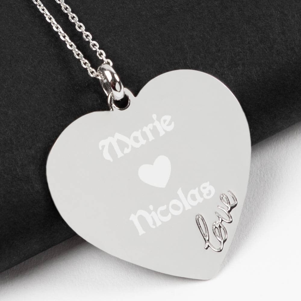 Ocadeau Collier coeur Love argent gravé
