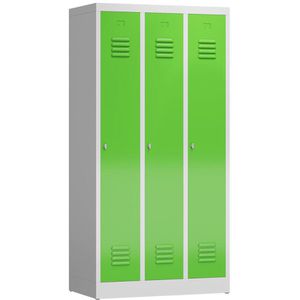 ClassiX Spind X-510135, grün, 3 Abteile, mit Drehriegelschloss, 87 x 180 cm