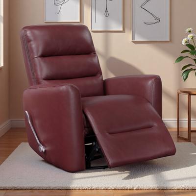 ZWYO HOSIMU Faux Leather Swivel Glider Reclining Chair with Breathable Upholstery, 360° Swivel, Pull Handle Recline