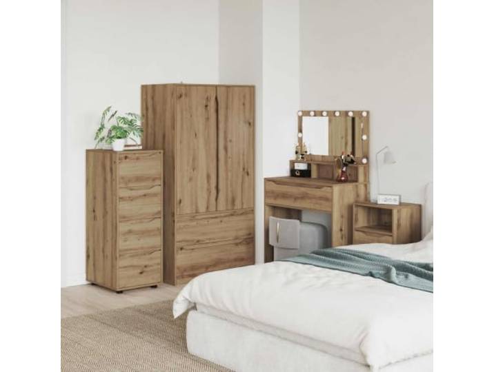 HPUYRFG Aufbewahrungsschrank 40 x 48 x 105 cm Holzwerkstoff mit Schubladen Holzwerkstoff, Kugellager-Schubladenführungen, manuelle Höhenverstellung, Brötchenfüße, pflegeleichte Oberfläche