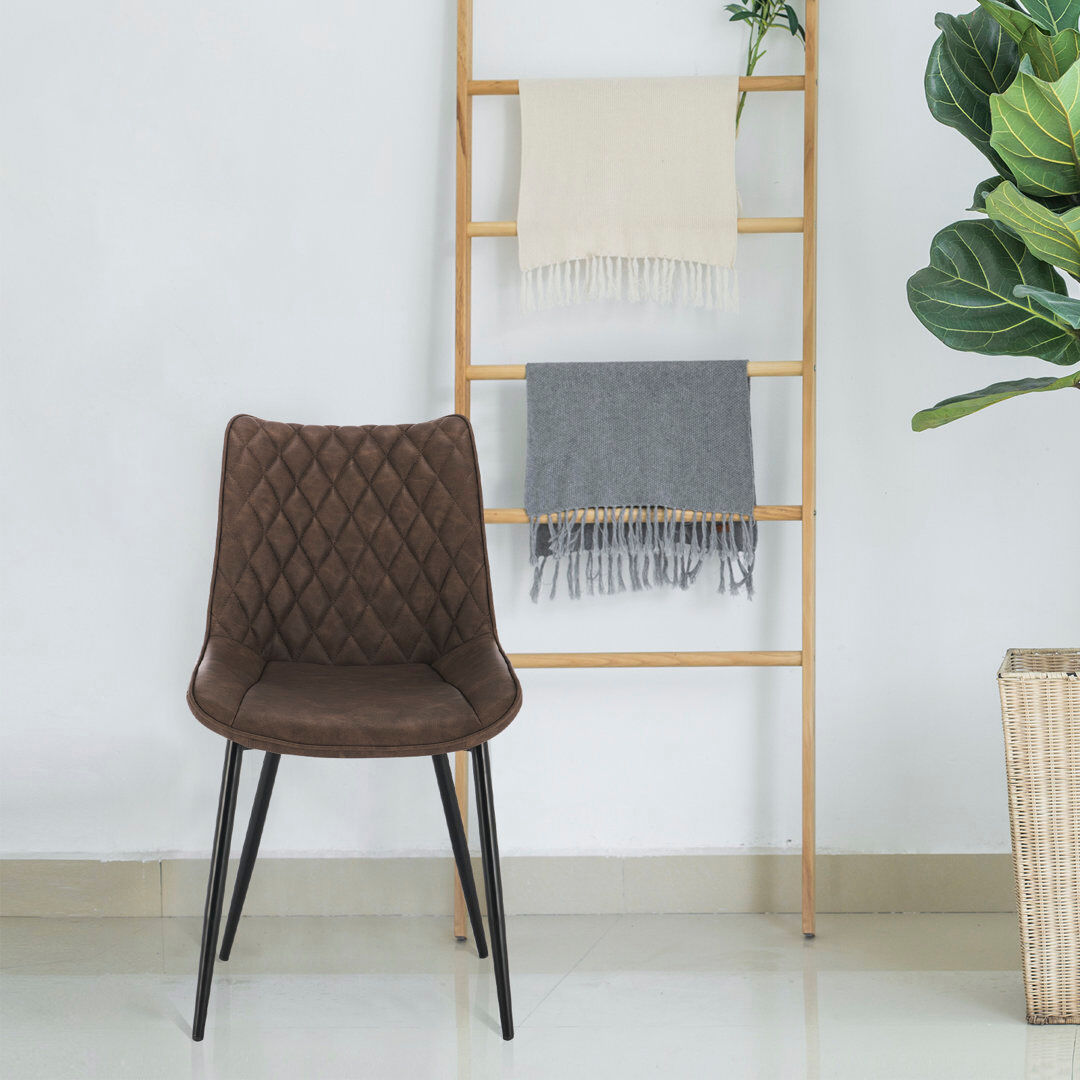 Corrigan Studio Alhambra 46.5 cm H Faux Leather Side Chair Brown 85.5cm H X 46cm W X 40.5cm D