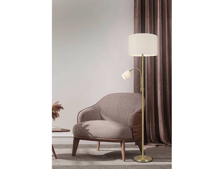 Lampadaire Hotel 40 x 170 x 40cm Blanc/Laiton Tissu mélangé E27