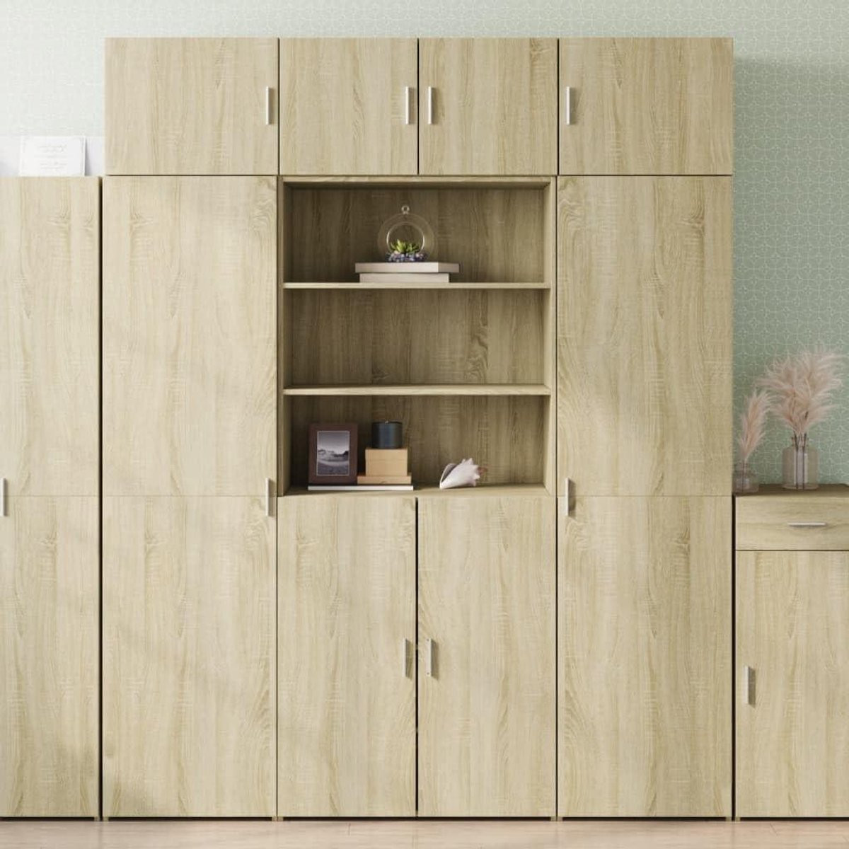 Highboard Kast Sonoma Eiken - Vochtbestendige Opbergkast voor Woonkamer of Slaapkamer - H 185 cm