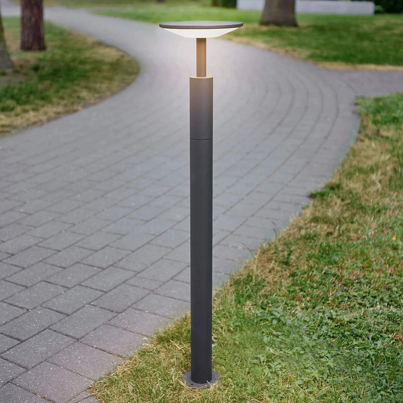 Lucande Fenia LED tuinpadverlichting - Zwart - Aluminium - Modern - Rond