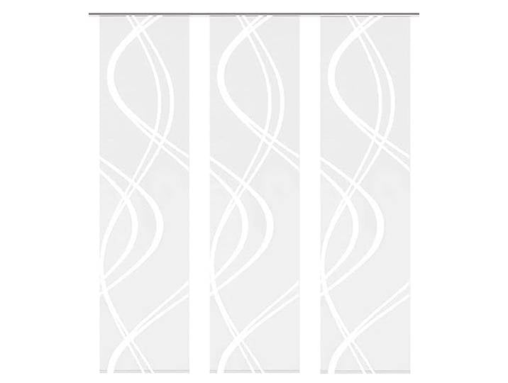 Home Fashion Schiebevorhang TIBERIO aus Dekostoff und Voile mit Scherli 245 x 60 cm, Farbe:wollweiß, Größe:245 x 60 cm, Anzahl: 3er Set (3X Voile)
