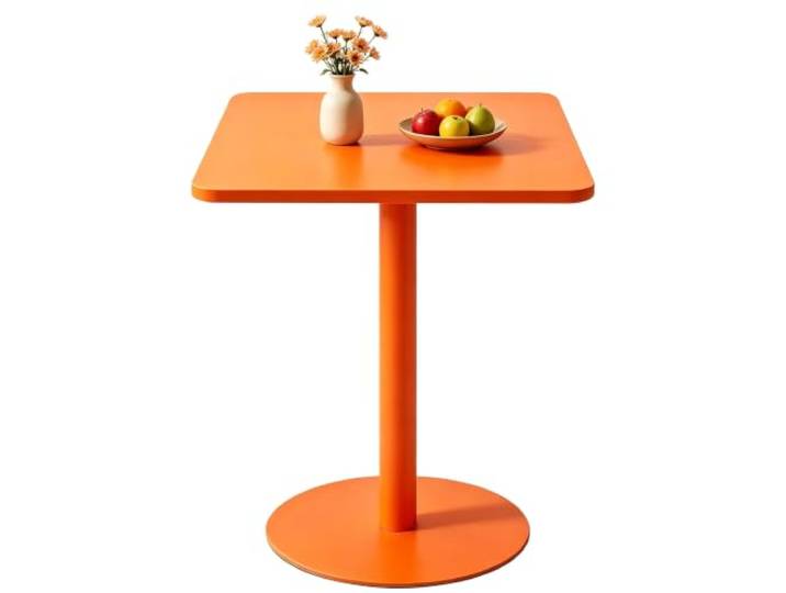 Yopappol Stilvoller Orangefarbener Quadratischer Sockel-Beistelltisch, Leicht Zu Reinigender Hotel-Akzent-Beistelltisch, Kompakter Einrichtungstisch Für Boutique-Motel, Gästezimmer(70x70x73cm)