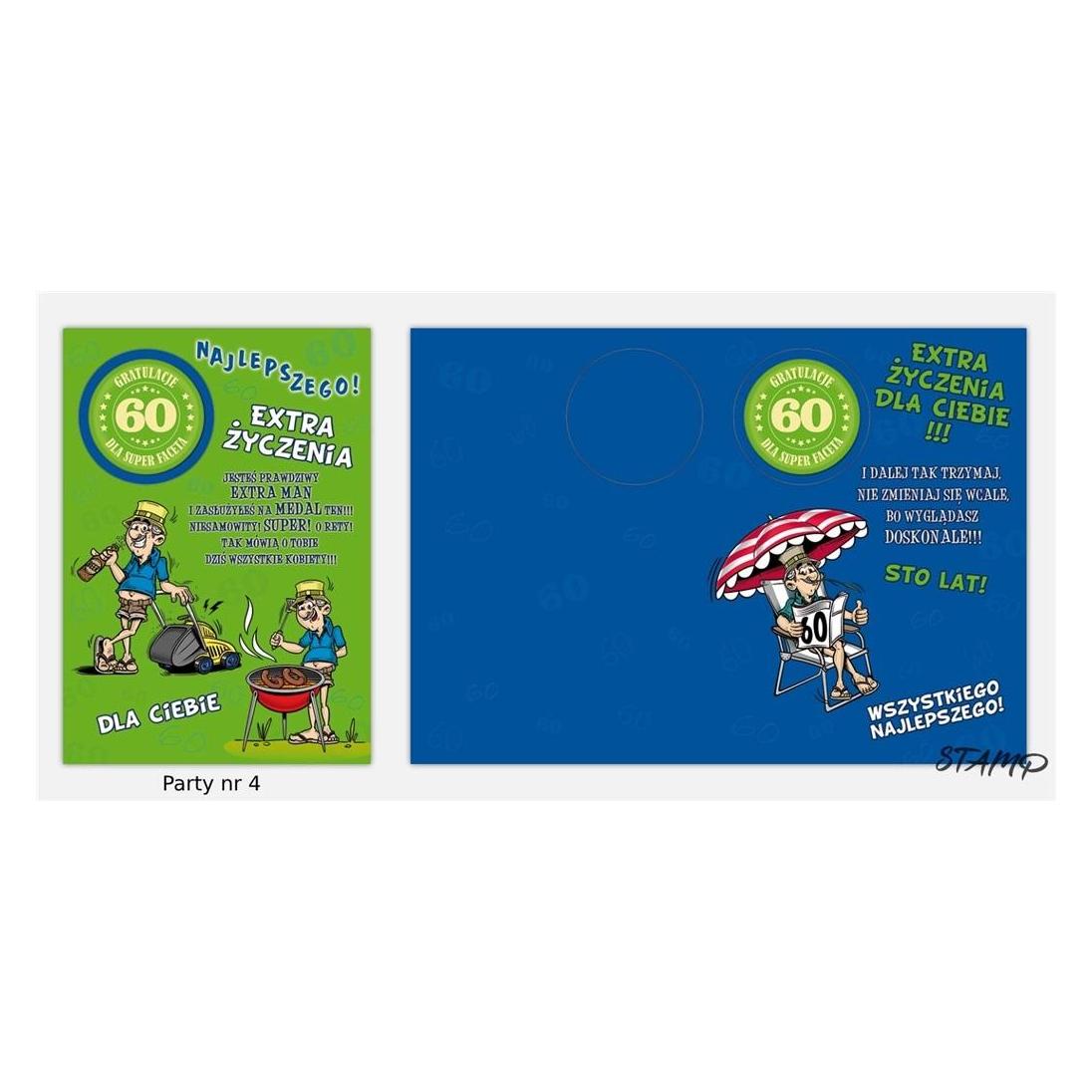 Stamp Partykarte mit Aufklebern B6 + Umschlag Geburtstag 60 Muster 04 (41936911)