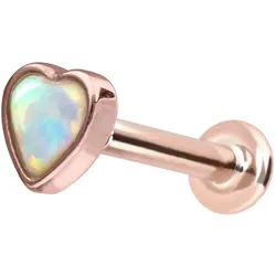 14 Karat Gold Labret mit Push Fit SYNTHETISCHES OPAL-HERZ